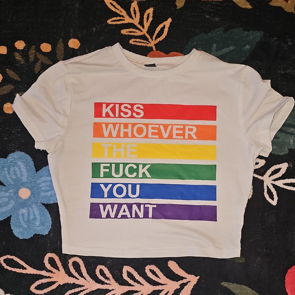 SHEIN White Rainbow Graphic T-Shirt